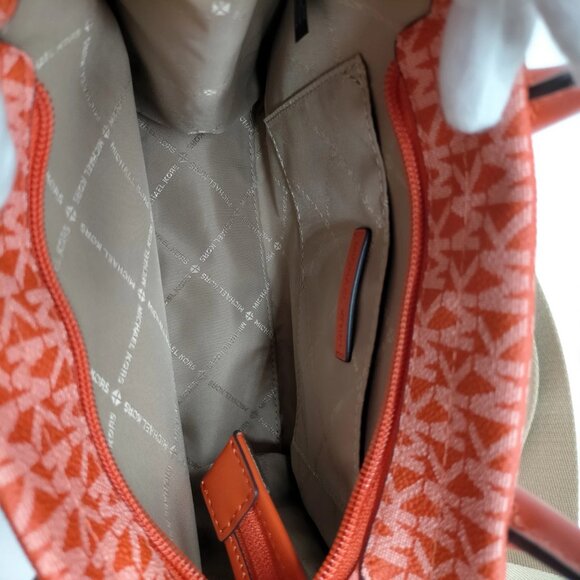 Authentic MICHAL KORS Orange PVC Satchel Bag mn195-112525 - Picture 11 of 16